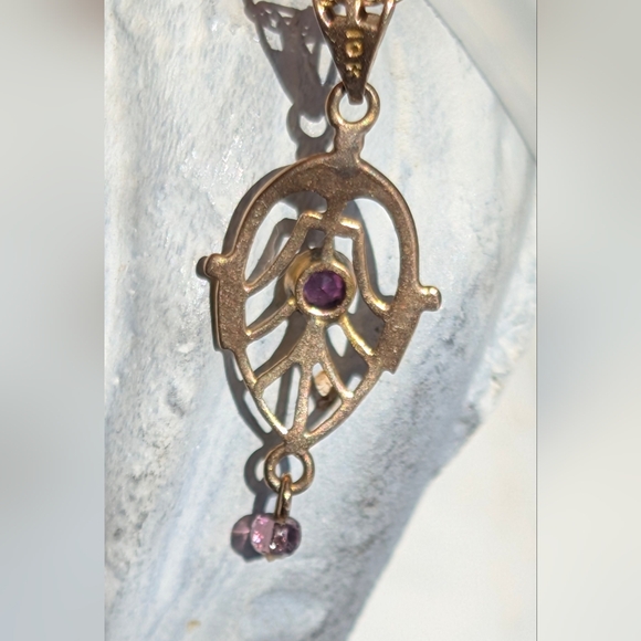 Delicate 10K Art Deco Lavilier Pendant - Picture 3 of 3